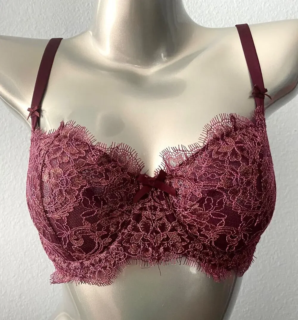 Victoria's Secret Nwt Dream Angels Ruby Wine Shimmer Unlined Uplift Bra